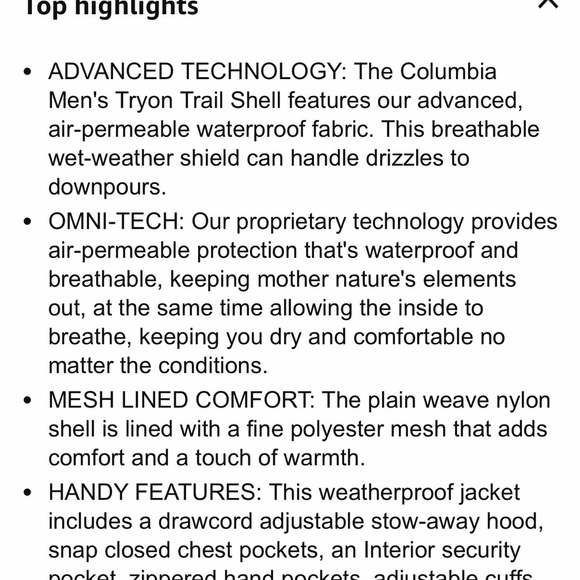 Columbia Men's Charcoal Raincoat, Flawless and like new. - Picture 5 of 16